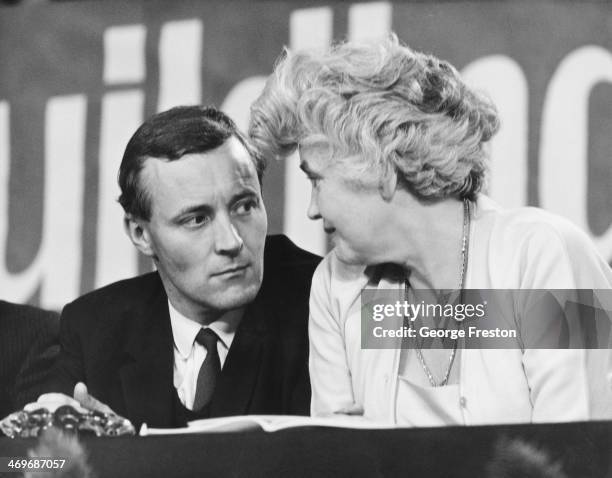 British Labour MPs Tony Benn and Jennie Lee at the opening session of the Labour Party conference in Brighton, Sussex, 3rd October 1966.