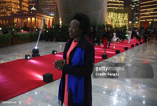 Laureus World Sports Academy member Tegla Loroupe arrives for the Laureus World Sports Awards 2015 Welcome Party at the Pearl Tower on April 14, 2015...