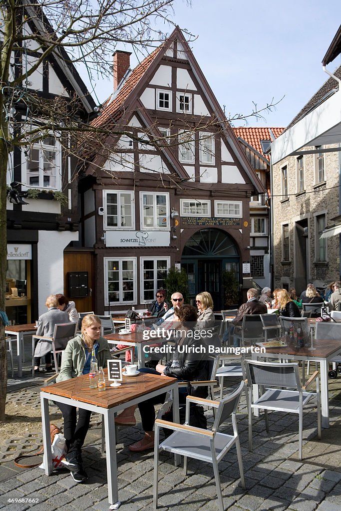 Half-timbered houses in the old town Detmold.