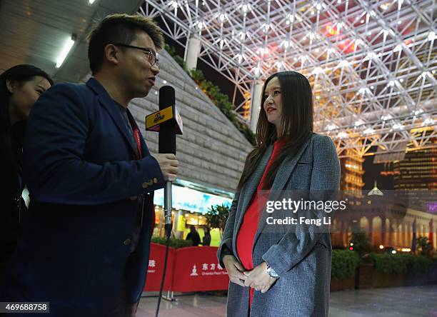Former Tennis player Li Na arrives for the Laureus World Sports Awards 2015 Welcome Party at the Pearl Tower on April 14, 2015 in Shanghai, China.