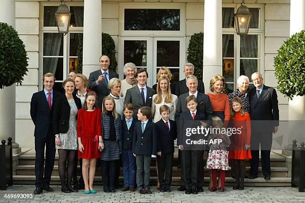 Front row, Prince Joachim, Princess Luisa Maria, Princess Laetitia Maria, Princess Louise, twin Prince Nicolas and Prince Aymeric, Prince Emmanuel,...