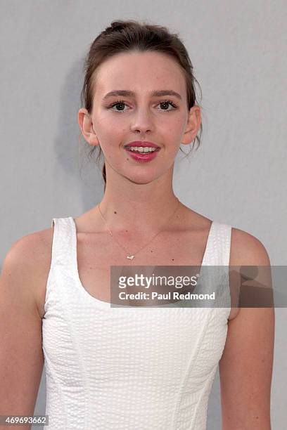 Actress Natasha Bassett attends the Wolk Morias debut Resort/Pre-Fall Collection fashion show at Michael Kohn Gallery on April 13, 2015 in Los...