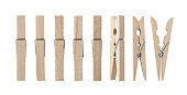 Set of wooden clothes pins