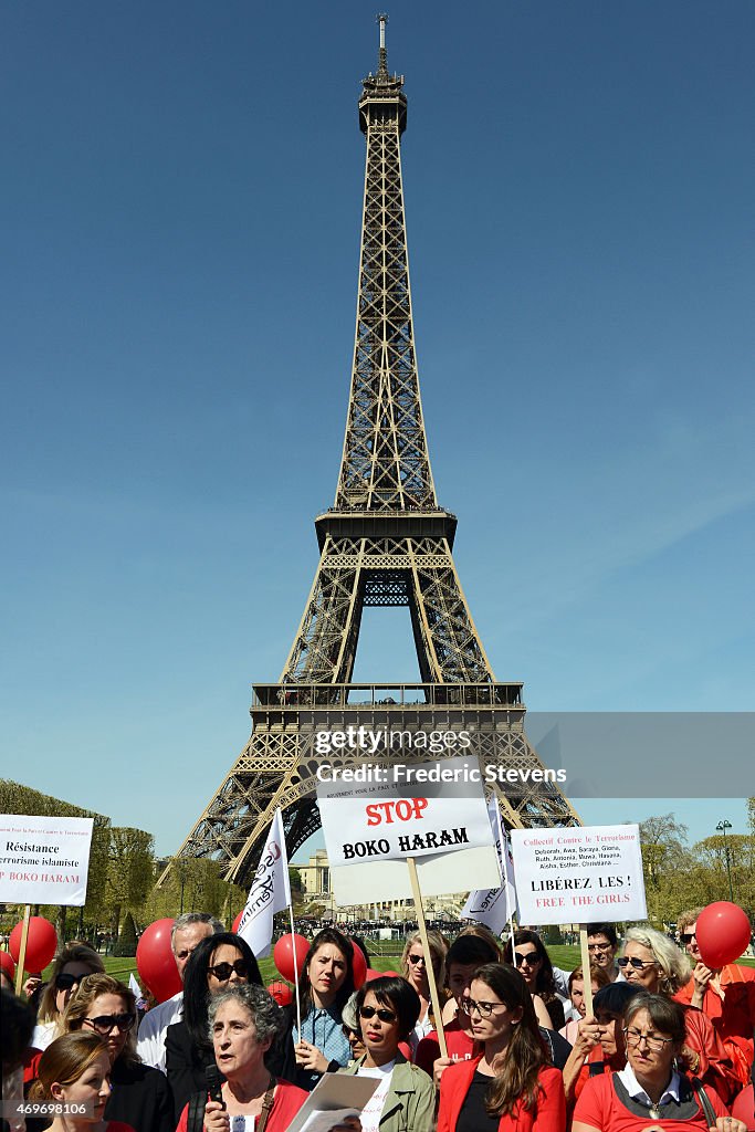 Paris 'Bring Our Girls Back' Demonstration To Mark First Anniversary Of Boko Haram Schoolgirl kidnappings