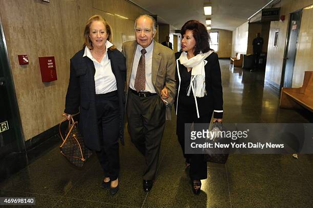 Lawyer Susan Karten and Sylvia and Antonio Cachay, parents of Sylvie Cachay, found dead at Soho House in Dec. 2010, leave a pre-trial hearing for...