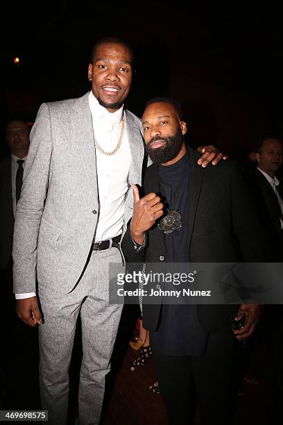 Kevin Durant and Baron Davis attend the GQ All Start party during NBA All-Star Weekend 2014 at Ogden Museum Of Southern Art on February 15, 2014 in...