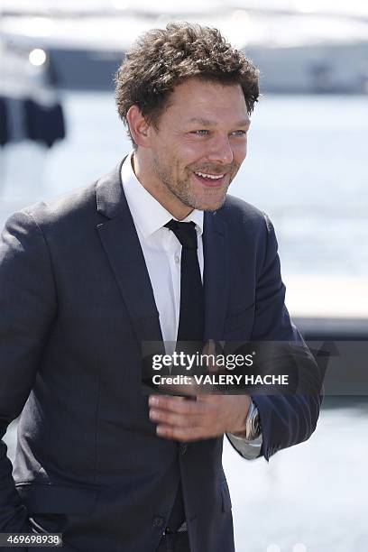 English actor Richard Coyle smiles during a photocall for the serie "A.D. The bible continues" during the MIPTV , on April 14, 2015 in Cannes, on the...