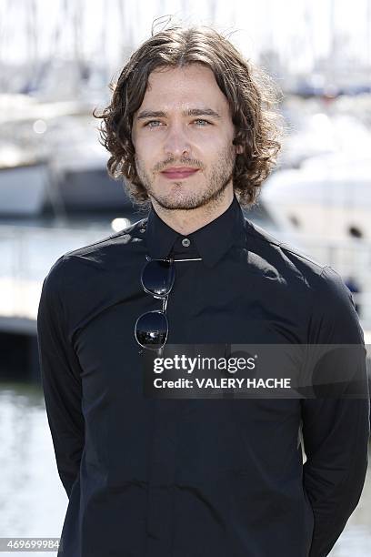 Welsh actor Alexander Vlahos poses during a photocall for the series "Versailles" during the MIPTV , in Cannes, on the French Riviera, on April 14,...