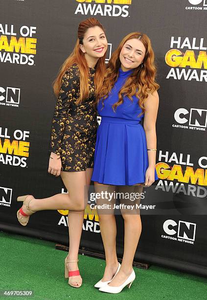 Actresses Jenessa Rose and Julianna Rose arrive at the 4th Annual Cartoon Network Hall Of Game Awards at Barker Hangar on February 15, 2014 in Santa...