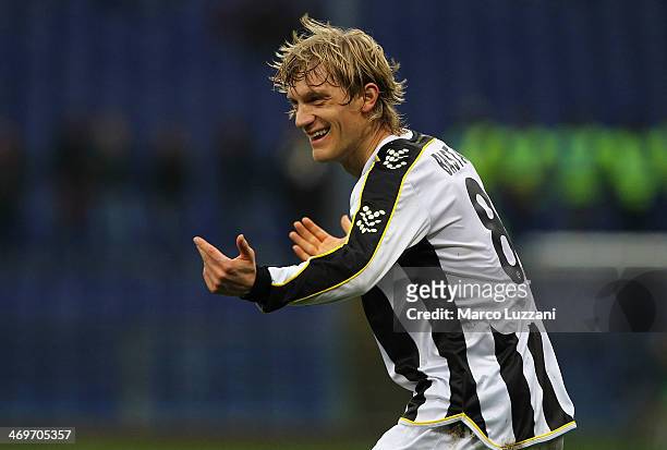 Dusan Basta of Udinese Calcio celebrates after scoring the opening goal during the Serie A match between Genoa CFC and Udinese Calcio at Stadio Luigi...