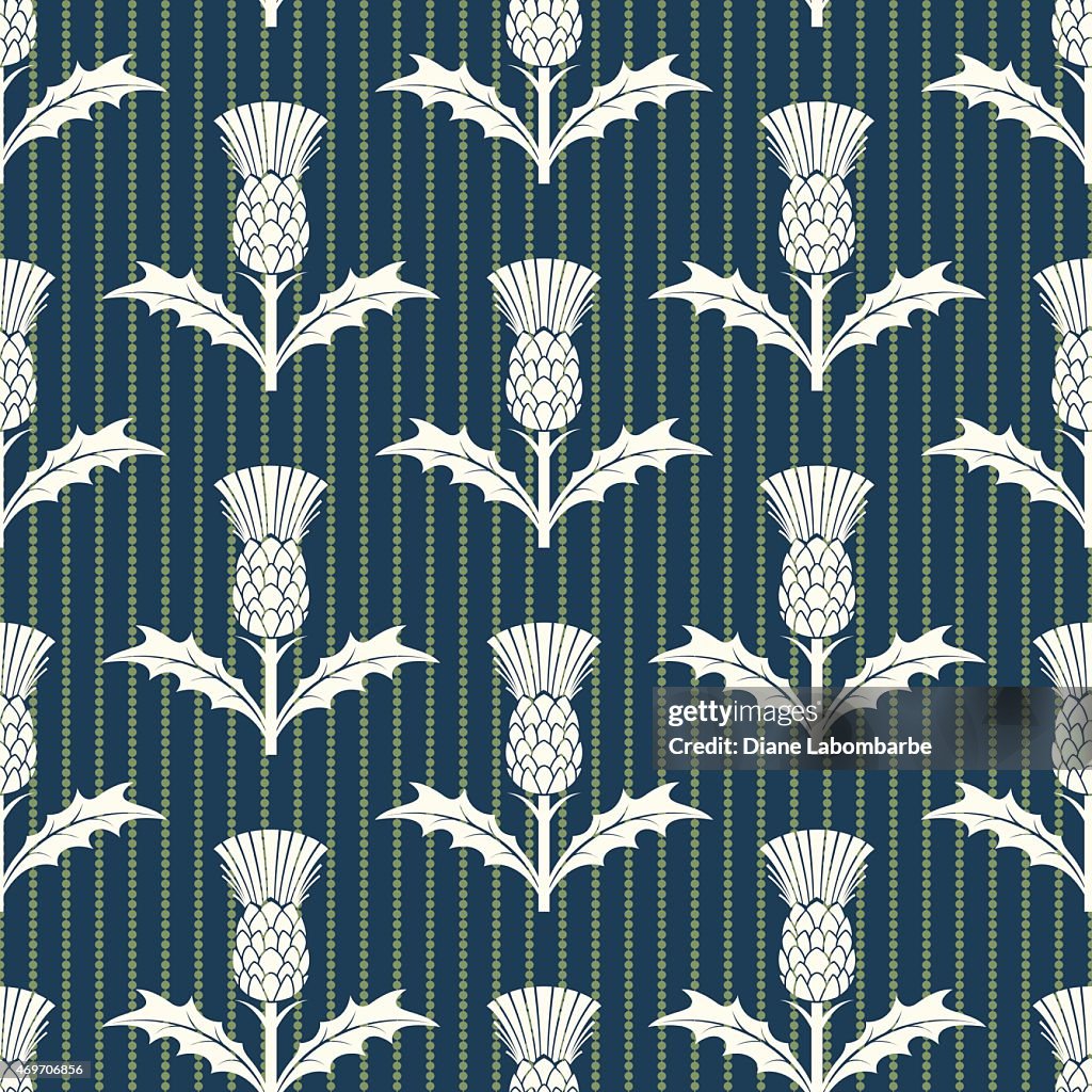 Stencil Style Scottish Thistle Seamless Pattern