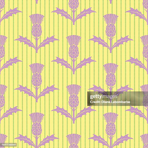 stencil style scottish thistle seamless pattern - thistle vector stock illustrations