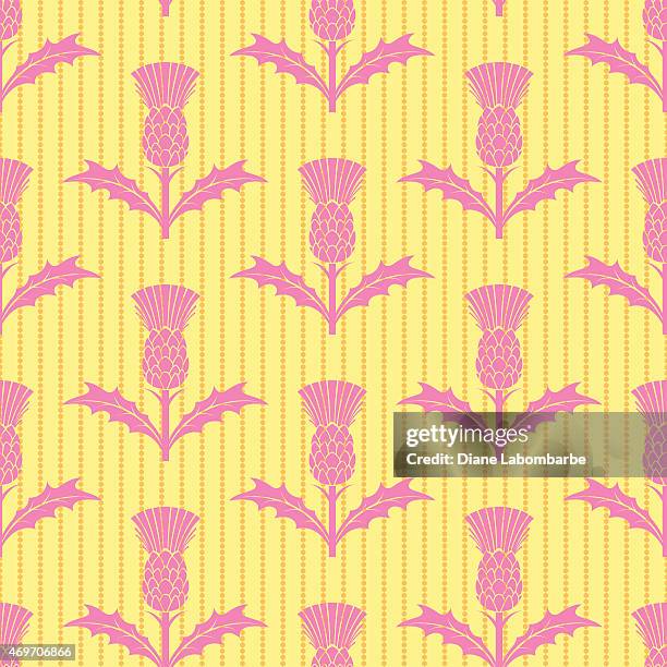 stencil style scottish thistle seamless pattern - thistle vector stock illustrations