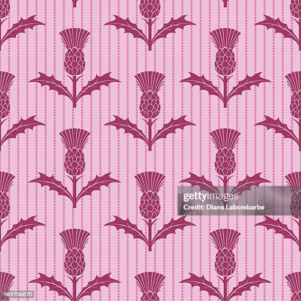 stencil style scottish thistle seamless pattern - thistle vector stock illustrations