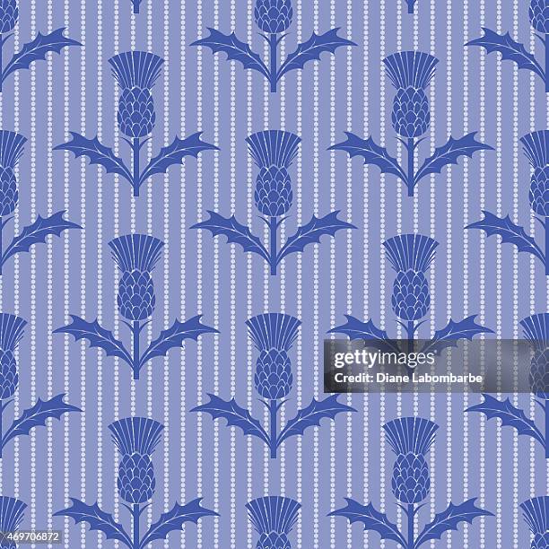 stencil style scottish thistle seamless pattern - thistle vector stock illustrations
