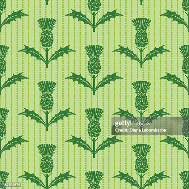 stencil style scottish thistle seamless pattern - thistle stock illustrations