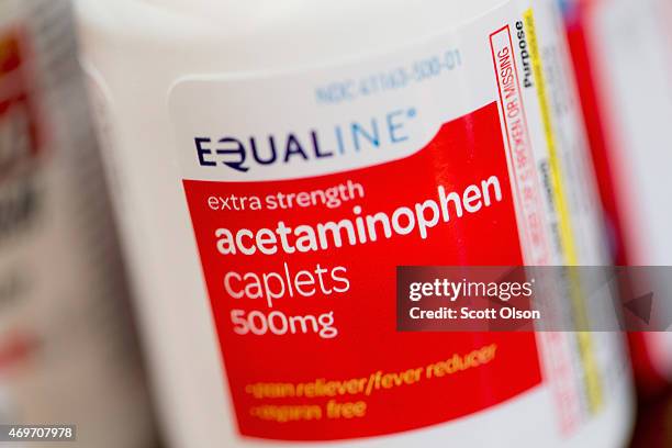 Pain medications, which contain acetaminophen, are shown on April 14, 2015 in Chicago, Illinois. New research has shown that acetaminophen, which is...