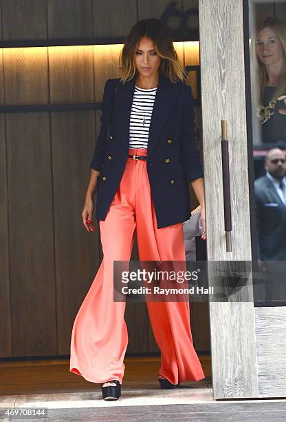 Actress Jessica Alba is seen in walking in Soho on April 14, 2015 in New York City