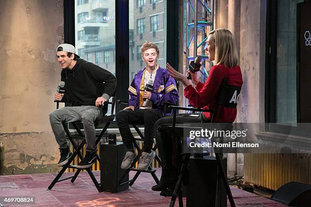 Jack Gilinsky and Jack Johnson at AOL Studios In New York on April 14, 2015 in New York City.