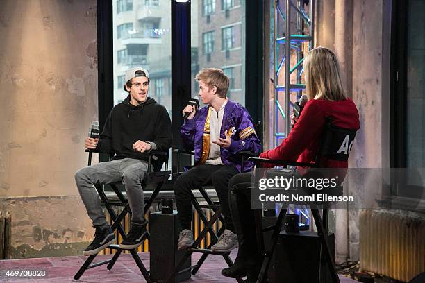 Jack Gilinsky and Jack Johnson at AOL Studios In New York on April 14, 2015 in New York City.