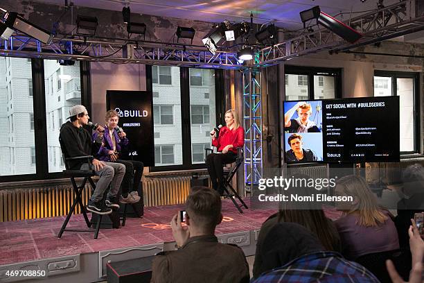 Jack Gilinsky and Jack Johnson at AOL Studios In New York on April 14, 2015 in New York City.