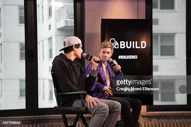 Jack Gilinsky and Jack Johnson at AOL Studios In New York on April 14, 2015 in New York City.