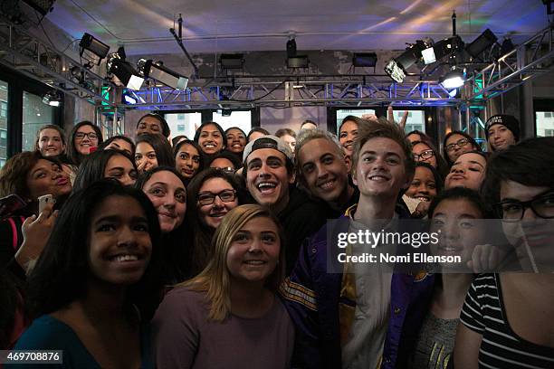 Jack Gilinsky and Jack Johnson at AOL Studios In New York on April 14, 2015 in New York City.