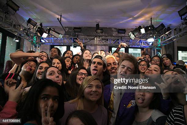 Jack Gilinsky and Jack Johnson at AOL Studios In New York on April 14, 2015 in New York City.