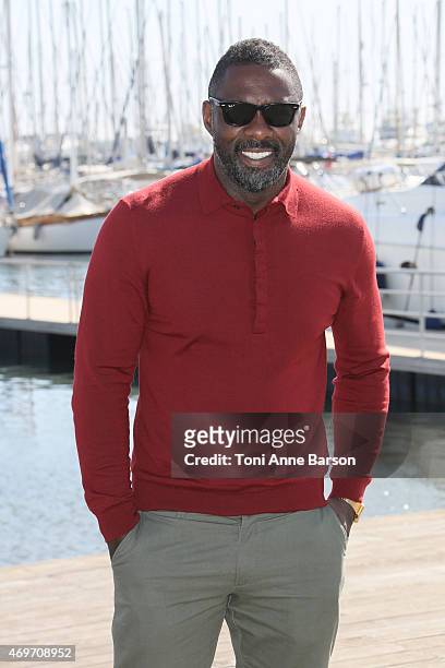 Idris Elba attends Mandela, My Dad And Me photocall as part of MIPTV 2015 on April 14, 2015 in Cannes, France.