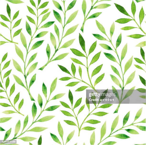 a drawing of a pattern of green leaves on a white background - a la mode 幅插畫檔、美工圖案、卡通及圖標