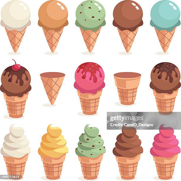 stockillustraties, clipart, cartoons en iconen met ice cream cones - ijs