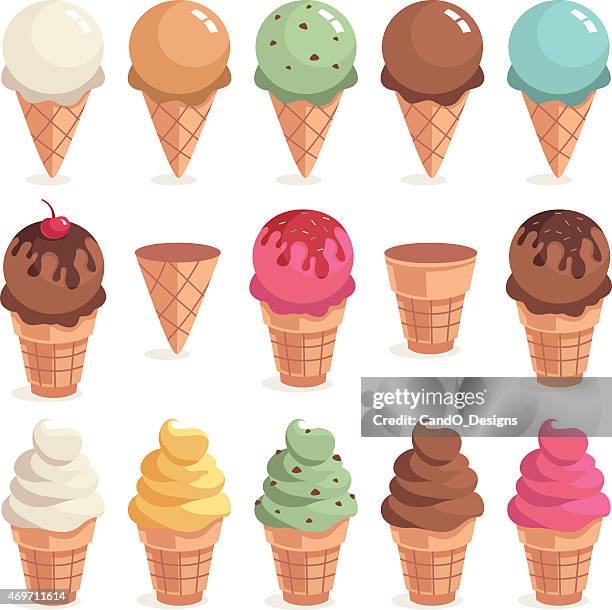 ilustrações de stock, clip art, desenhos animados e ícones de cones de gelado - gelado