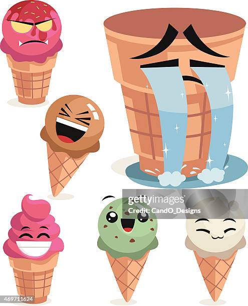 ice cream cones set b - chocolate face stock illustrations