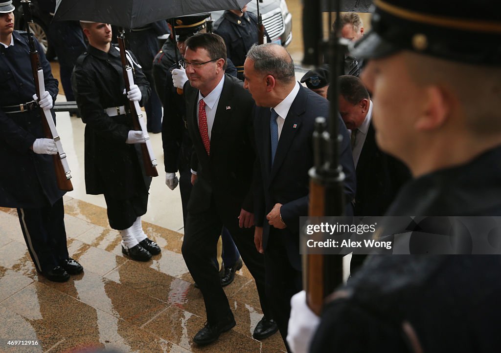 Secretary Of Defense Ash Carter Holds Honor Cordon For Iraqi Minister Of Defense Khaled al-Obaidi