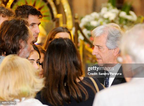 Tabaré Vázquez President of Uruguay during a funeral ceremony to honor Uruguayan writer and journalist Eduardo Galeano at Salon de los Pasos Perdidos...