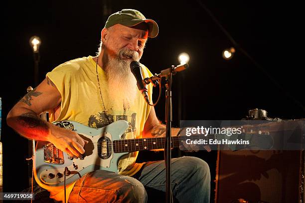 Seasick Steve performs on stage at Eventim Apollo on April 14, 2015 in London, United Kingdom.