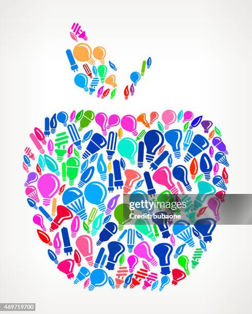 apple on white vector light bulb pattern background - electrical wire white background stock illustrations