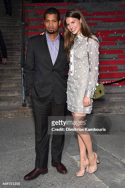 Filmmaker Damani Baker and model Cameron Russell attend the Vanity Fair Party during the 2015 Tribeca Film Festival at the New York State Supreme...