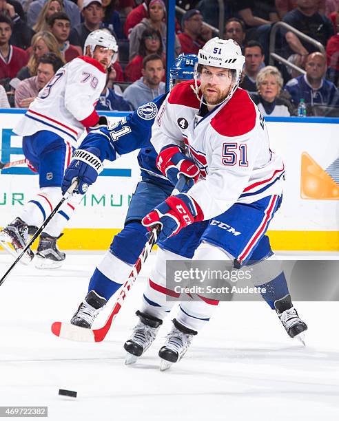 David Desharnais of the Montreal Canadiens skates against the Tampa Bay Lightning at the Amalie Arena on March 16, 2015 in Tampa, Florida.