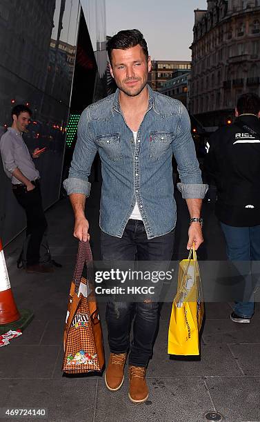 Mark Wright leaves The M&M Store on April 14, 2015 in London, England.