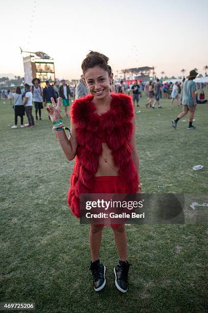 Music fan attends the 2015 Coachella Valley Music and Arts Festival at The Empire Polo Club on April 12, 2015 in Indio, California.