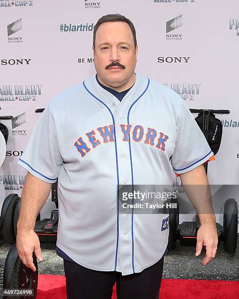 Actor Kevin James attends the "Paul Blart: Mall Cop 2" New York Premiere at AMC Loews Lincoln Square on April 11, 2015 in New York City.
