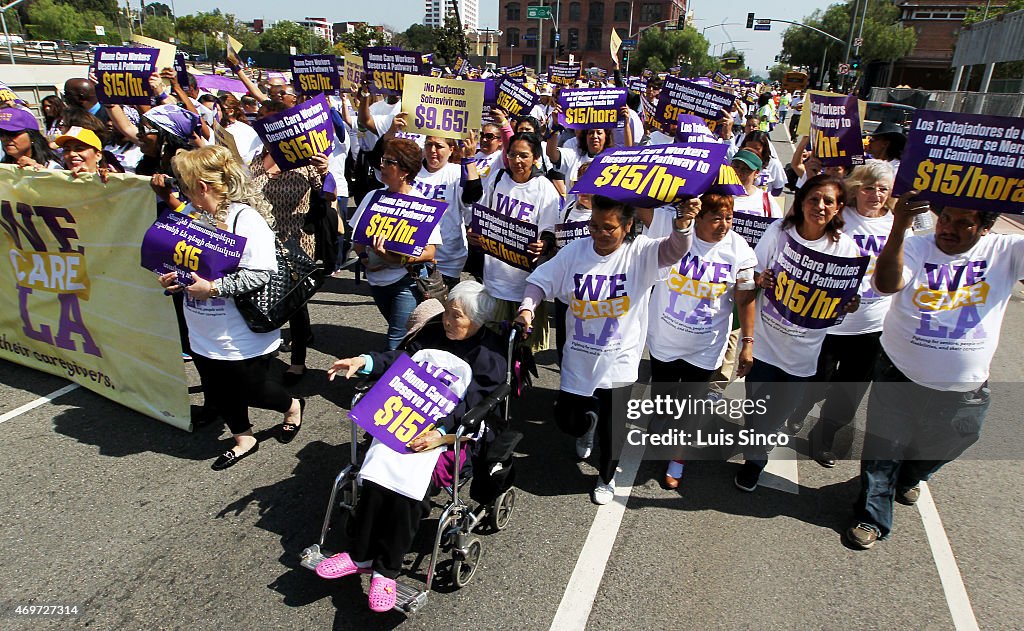 LA County Homecare Workers March For Better Wages