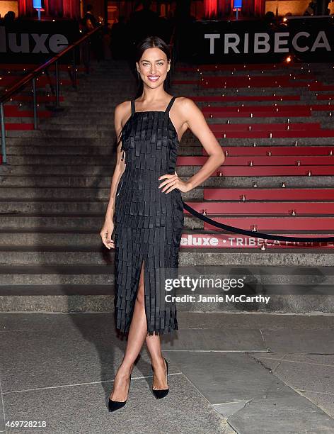 Irina Shayk attends the Vanity Fair Party during the 2015 Tribeca Film Festival at the New York State Supreme Courthouse on April 14, 2015 in New...