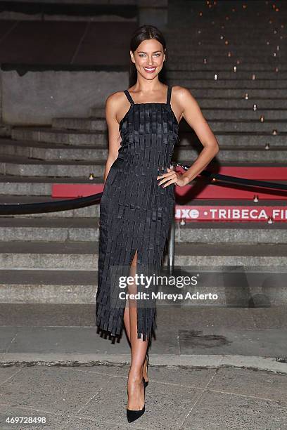 Model Irina Shayk attends 2015 Tribeca Film Festival Vanity Fair party at State Supreme Courthouse on April 14, 2015 in New York City.