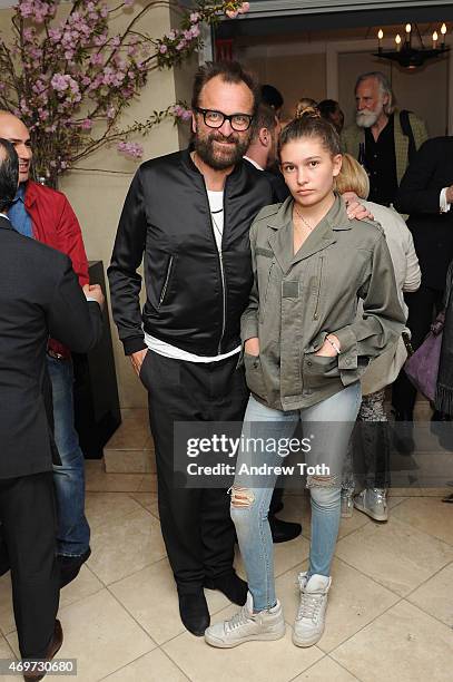 Designer Johan Lindeberg and his daughter Blue Lindeberg attend the A Touch Of Style Book Signing with Carlos Mota at the D&D Building Assouline...