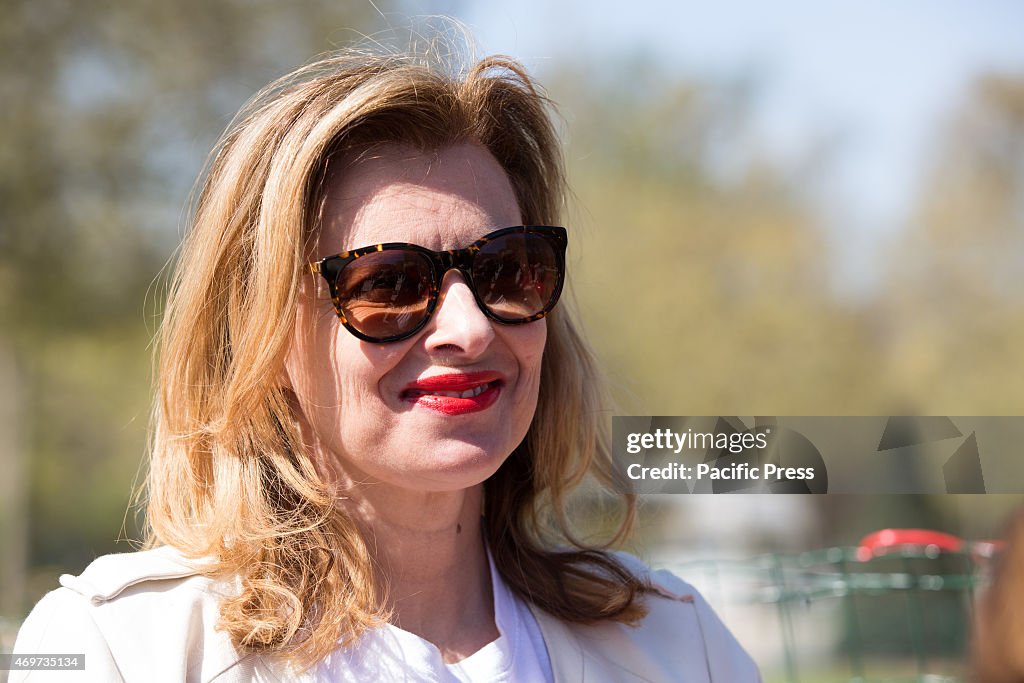 Former French first lady Valerie Trierweiler participates in...