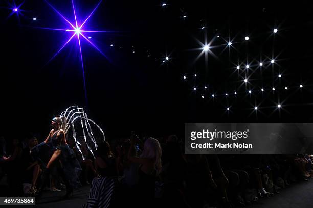 Model Imogen Anthony walks the runway during the Bondi Bather show at Mercedes-Benz Fashion Week Australia 2015 at Carriageworks on April 15, 2015 in...