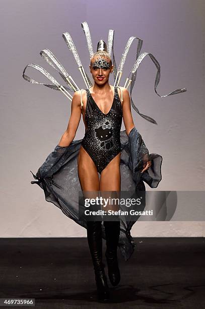 Model Imogen Anthony walks the runway during the Bondi Bather show at Mercedes-Benz Fashion Week Australia 2015 at Carriageworks on April 15, 2015 in...