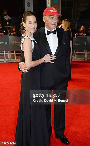 Birgit Lauda and Niki Lauda attend the EE British Academy Film Awards 2014 at The Royal Opera House on February 16, 2014 in London, England.